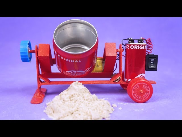AMAZING MINI CONCRETE MIXER WITH ALUMINUM CANS AND DC MOTOR