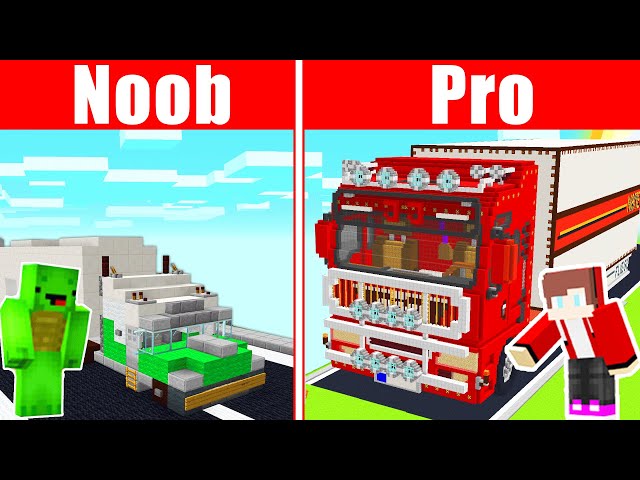 NOOB vs PRO: JJ and Mikey Truck House Build Challenge in Minecraft