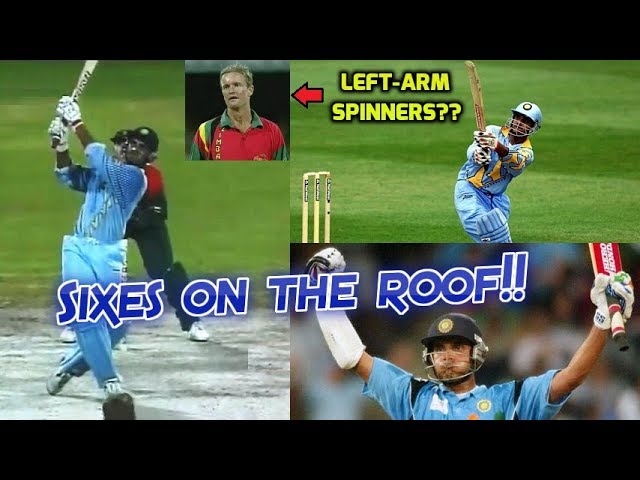 Sourav Ganguly vs Left-Arm Spinners : 6,6,6,6,6,6 | MAJESTIC SIXES OUT OF THE STADIUM, ON THE ROOF!!