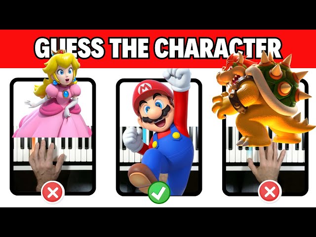 Guess the CHARACTER Super Mario 🎹 🍄Mario🍄Luig🐢Bowser👸🏼Peach🐵Donkey Kong🍄Toad🦕Yoshi👻Boo