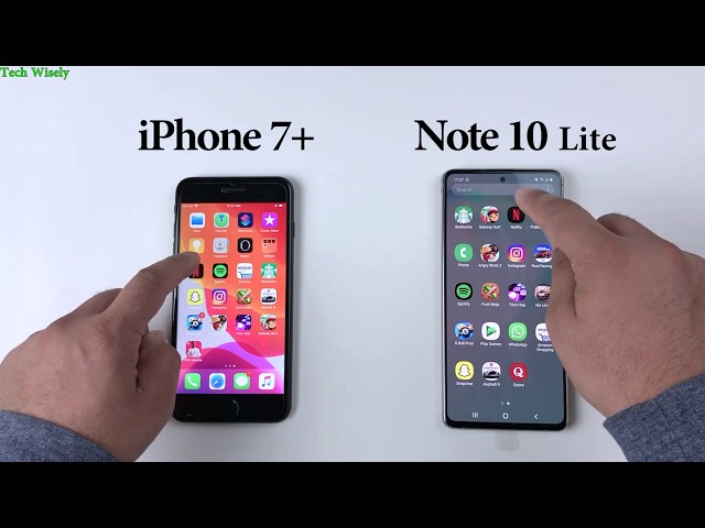 SAMSUNG Note 10 Lite vs iPhone 7+ (iOS 13.4) Speed Test
