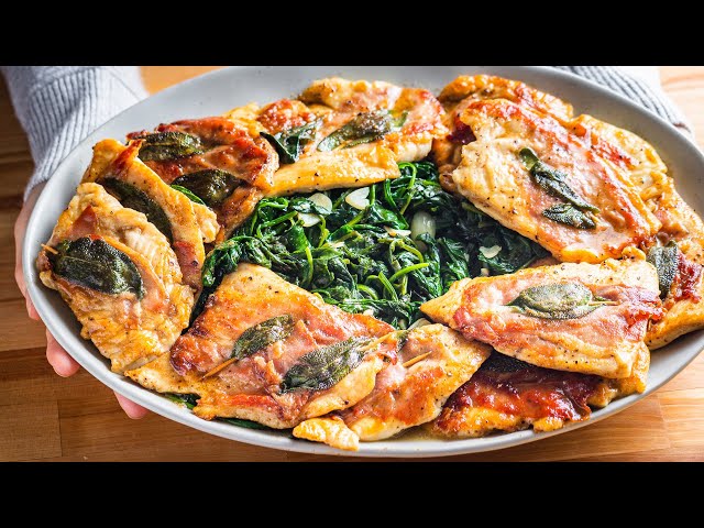 Chicken Saltimbocca with Garlic Spinach | Easiest Method!