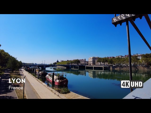 LYON - France - Rhône River, City center & Opéra - Walking Tour 2023 - 4k
