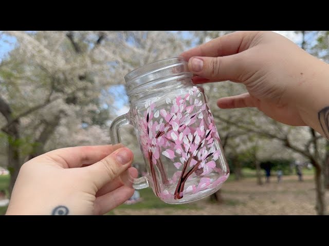 Step-by-Step Cherry Blossom Mason Jar Painting Tutorial