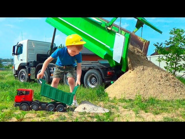 #Cars for kids Truck Toy #BRUDER and Real Dump Truck Building a new house