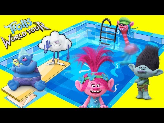 Swimming Pool Challenge with DIY Play-Doh Toys and Trolls