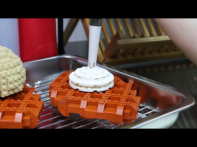 LEGO Grains Latte & Cream Waffle  / Mukbang  /  Stop Motion Cooking ＆ ASMR