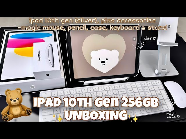 New iPad 10th generation unboxing 2023 in silver [256gb]🍎📱plus accessories🧸 (aesthetic & ASMR)