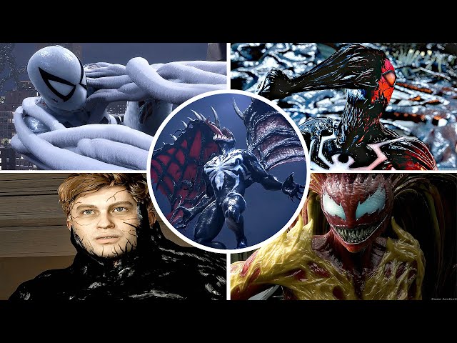 All Symbiote Transformation Scenes (2023) Spider-Man 2 PS5 4K 60FPS (Venom, Scream, Anti-Venom etc)