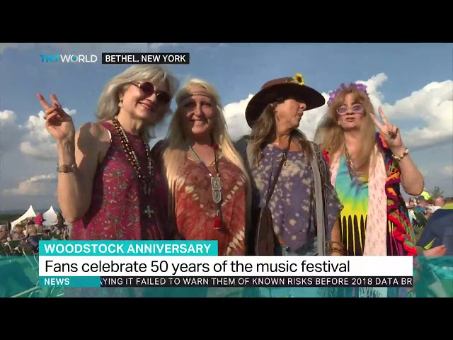 Fans gather for the 50th anniversary of the Woodstock music festival
