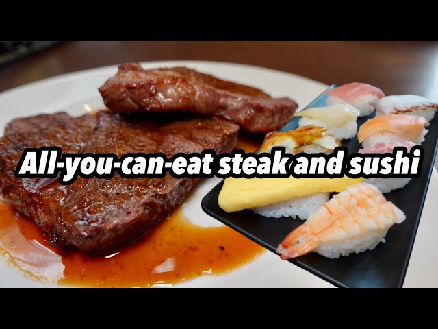 【Japan buffet】All-you-can-eat steak, sushi, and sweets at an unlimited time buffet restaurant