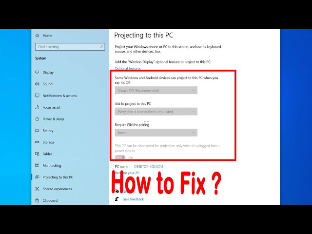 How To Fix "Projecting to This PC" Feature Disabled Problem in Windows 10