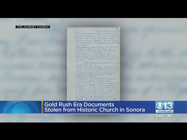 Gold Rush-Era Documents Stolen From Historic Church In Sonora
