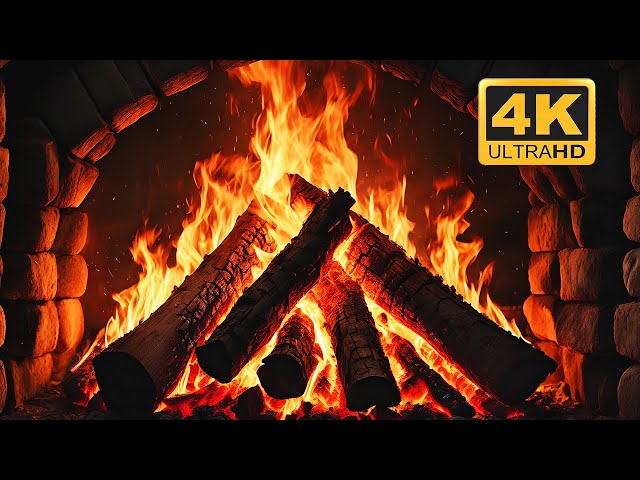 🔥 Cozy Fireplace 4K (12 Hours No Music) Fireplace with Crackling Fire Sounds. Cozy Winter Ambience