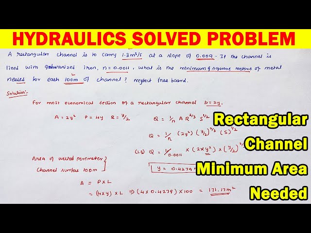 Applied Hydraulic Engineering Numerical | flow velocities | rectangular channel | fluid mechanics
