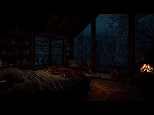 Relaxing Fireplace Ambience | Cozy Cabin In A Snowy Forest, Crackling Fireplacc | Winter Wonderland
