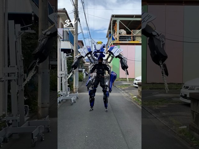 These Japanese engineers built an exoskeleton suit straight out sci-fi! 🤖 #skeleton #japan #tech