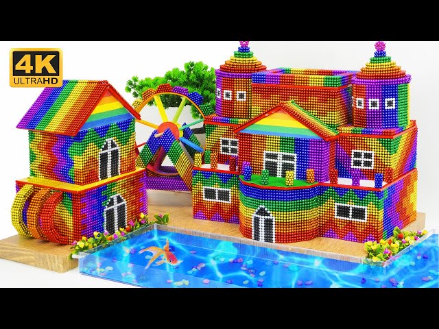 Magnet Challenge How To Build Beautiful Villa And Swimming Pools With ASMR Magnetic Balls