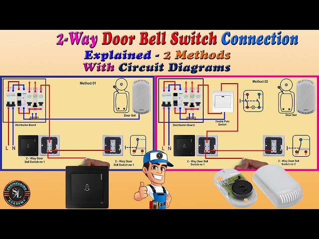 Two Way Door Bell Switch Connection-2 Method /2-Way Calling Bell Wiring/Explain with Circuit Diagram