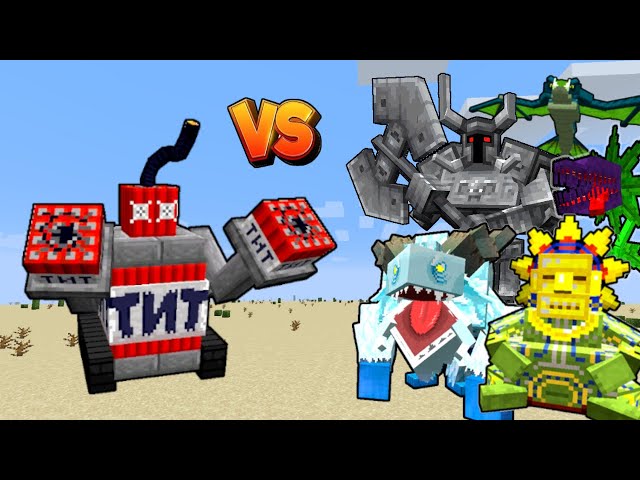 TNT GOLEM Vs. Mowzie's Mobs Bosses in Minecraft