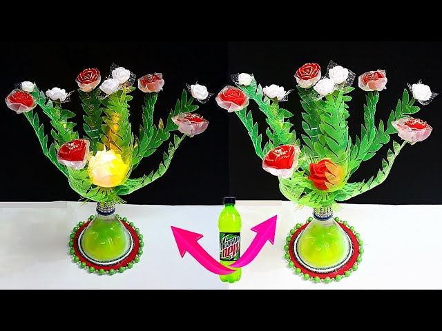 DIY-Guldasta With Tealight holder made from Plastic Bottle|Best out of waste home decoration ideas