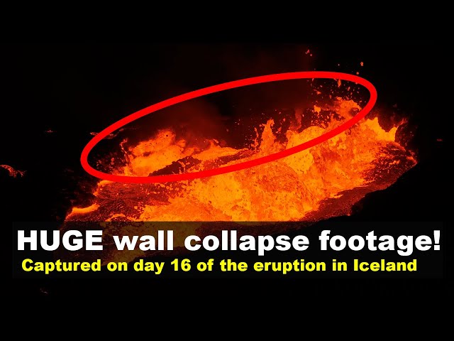 This wall collapse was MASSIVE! Iceland volcano eruption footage
