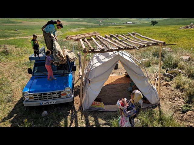 Building Our Shelter: Unity and Resourcefulness at Its Best! 🏗️🌟"