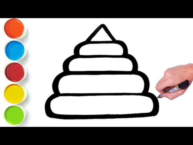 Let's Learn Rainbow Toy Pyramid Drawing, Painting and Easy Coloring for kids