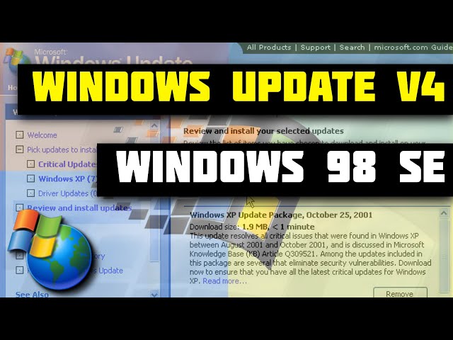 Windows Update Restored v4 on Windows 98 Second Edition