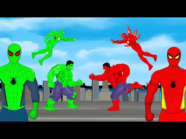Red Hulk -Red Spiderman -Red Ironman VS Blue Hulk -Blue Spiderman -Blue Ironman