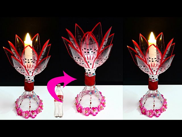 DIY-Lotus Shape Tealight holder made from Plastic Bottle| DIY home decoration ideas