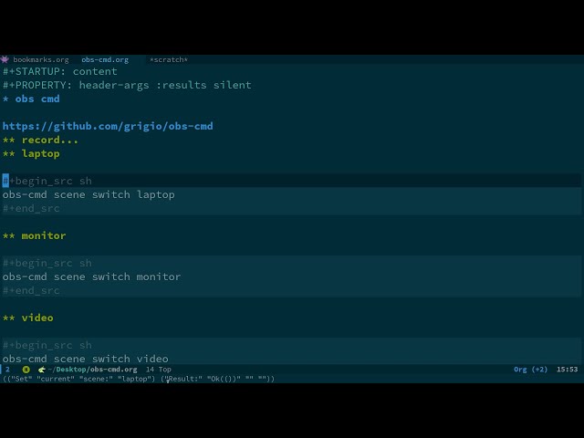 Emacs control OBS Studio with obs-cmd