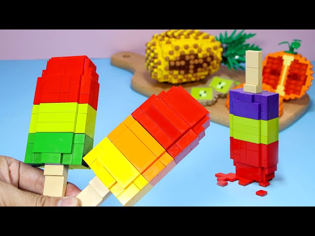 Let’s Make RAINBOW Fruit Ice Cream LEGO - Lego Cooking ASMR