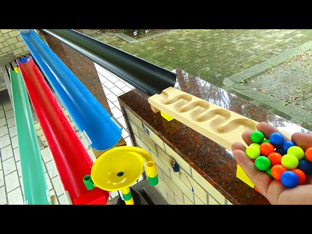 Marble run☆HABA slope & colorful rain gutter zigzag course