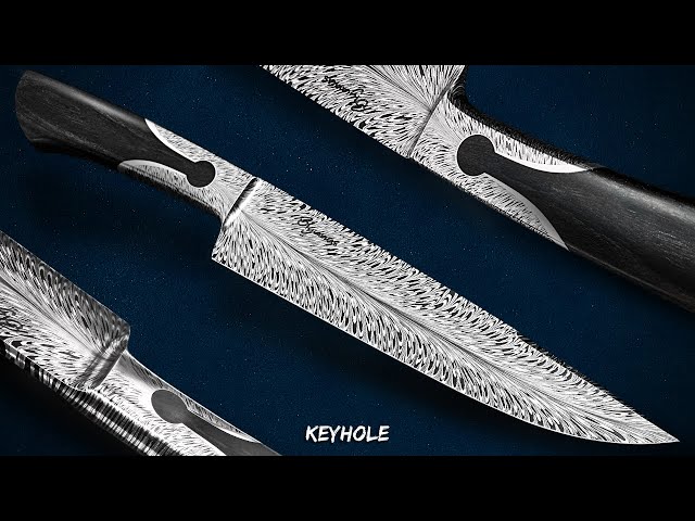 MAKING THE PERFECT DAMASCUS KNIFE! How to make a KEYHOLE KNIFE