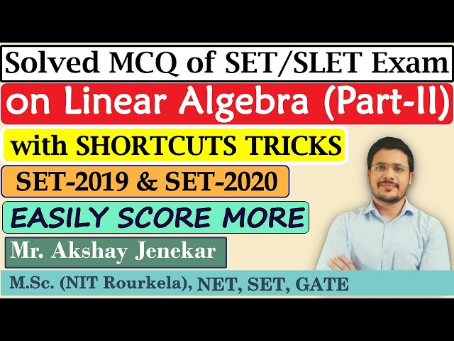Solved MCQ on SET Mathematics | Linear Algebra | Shortcut Tricks | Part-2 | MH-SET 2019 & 2020