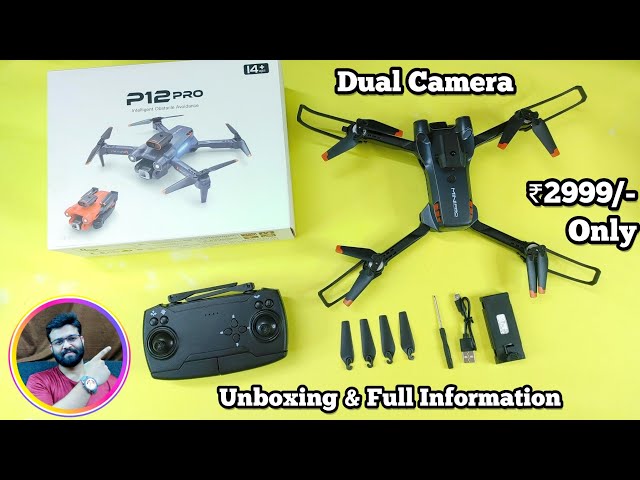 P12 Pro Drone with Dual Camera Intelligent obstacle avoidance sensor Unboxing & Full information
