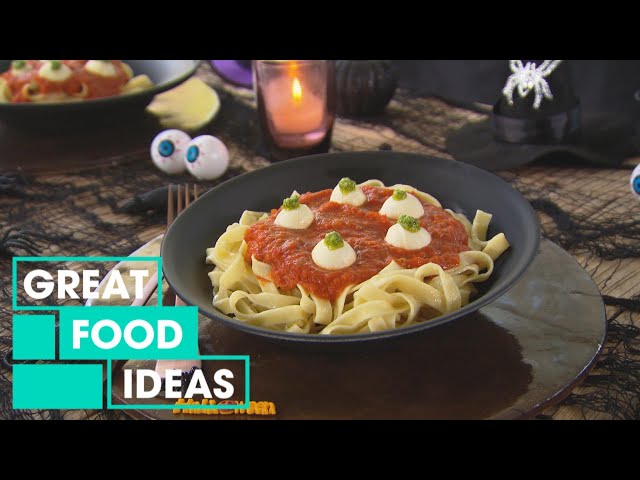 How to Make Creepy Eyeball Pasta for Halloween | FOOD | Great Home Ideas