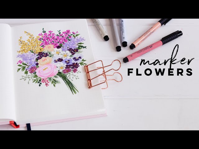 How To Illustrate Loose Florals Using Markers + Brush Pens