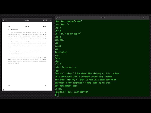 How to write documents with nroff -me