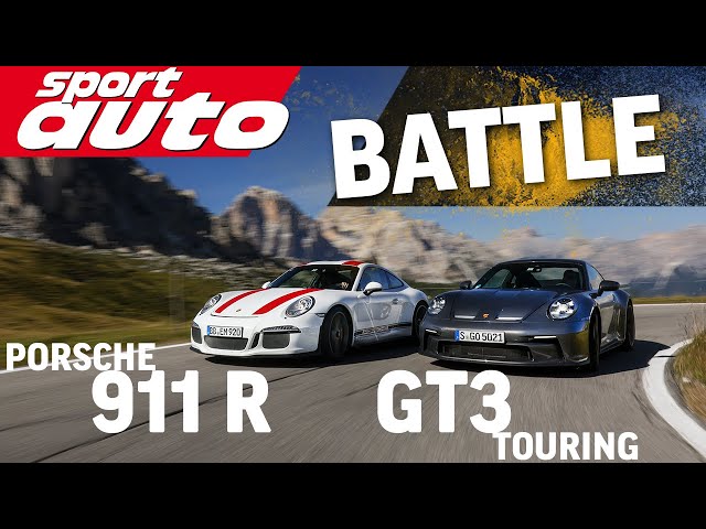 Porsche 911 R vs 992 GT3 Touring | Mountain Run | Track Battle Hockenheim-GP | sport auto