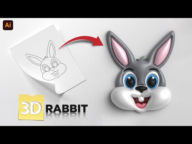 Turn Your Sketch Into 3D Rabbit Character Design in Illustrator Tutorial For Beginner's [हिंदी में]