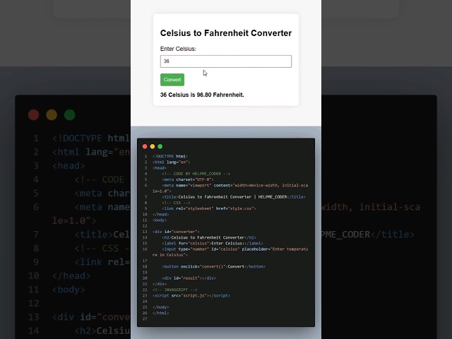 celsius to pahrenheit converter in html css project | Celsius converer project using Html css and js