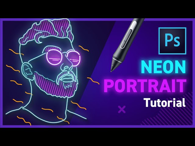 Neon Portrait Illustration using Photoshop