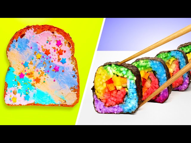 DIY Rainbow Food || Colorful Sushi, Pasta, Sandwich And Other Food Ideas