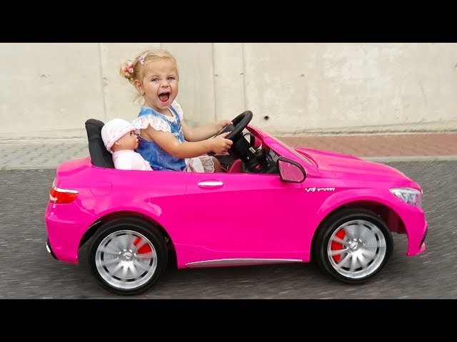 Little Girl Elis Ride On Pink Mercedes Benz AMG 12V Power Wheel with Baby Doll and Thomas BMW