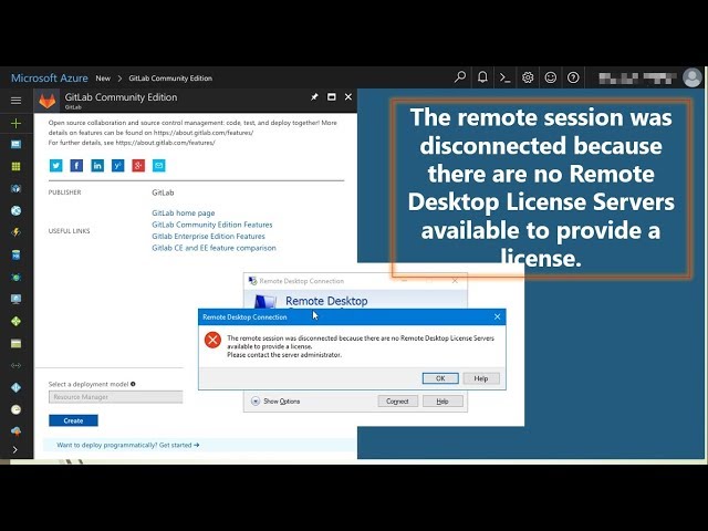 Azure-The remote session was disconnected because there are no Remote Desktop License