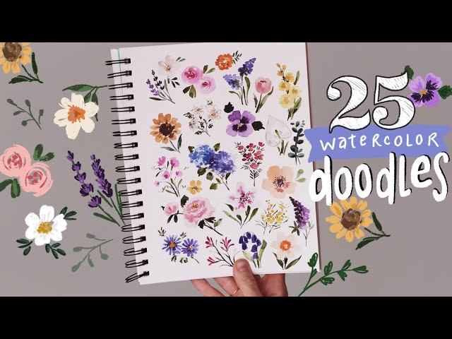 25 Watercolor Floral Doodles for When You’re Bored and Don’t Know What to Paint