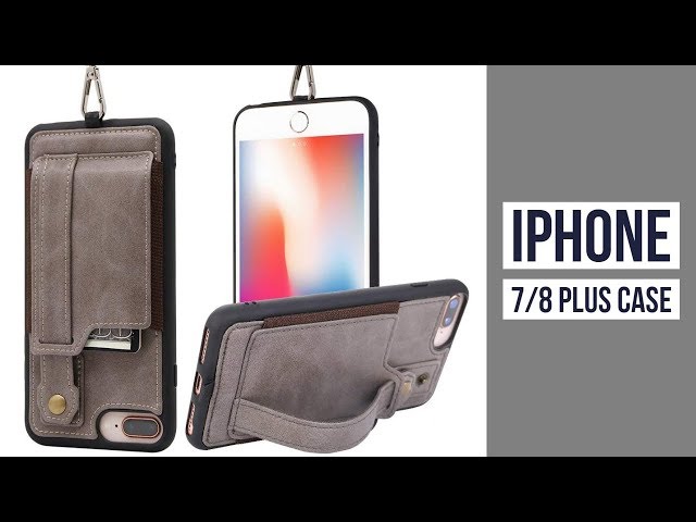 📲 TOOVREN iPhone Necklace Case Wallet iPhone 7 Plus/8 Plus Kickstand Leather PU  📲