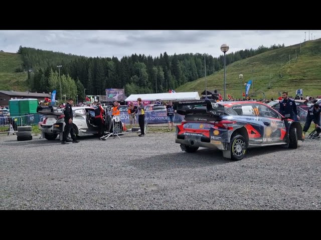 tyre change before Power stage WRC Rally Finland 2023 Evans, Neuville, Katsuta and others